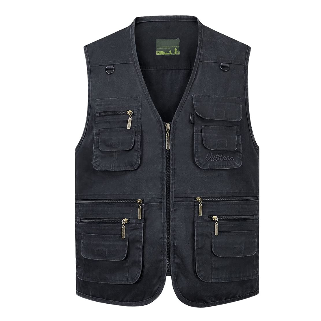 Hommes Classique Gilet de Plein air,Hwalleum Homme Multi-Poches Coton Veste sans Manche de Sport de Voyage,Gilet de Pêche Veste de Loisirs pour Camping,Chasse,Photographie,Militaire Tactique,Randonnée