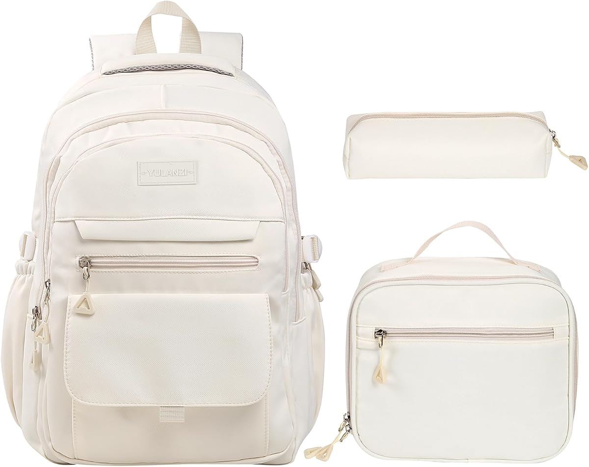 Phaoullzon Girls Backpack with Lunch Box Set for kids Boys School Bookbag | 3-piece Schoolbag Lunchbox Pencil Case Cute Aesthetic High Middle Bag