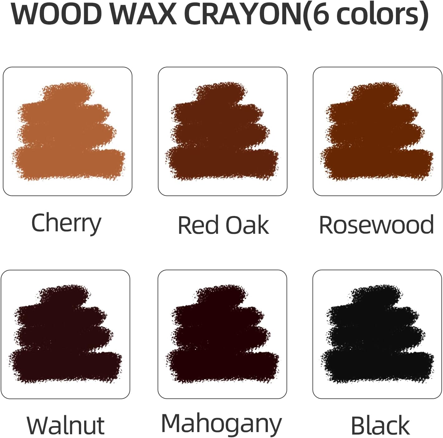 wood filler sticks,6 colors wood wax crayons for repairing scratches, scuffs, cracks, and nail holes on wood furniture, floors, cabinets, tables, and doors dark color 6pcs