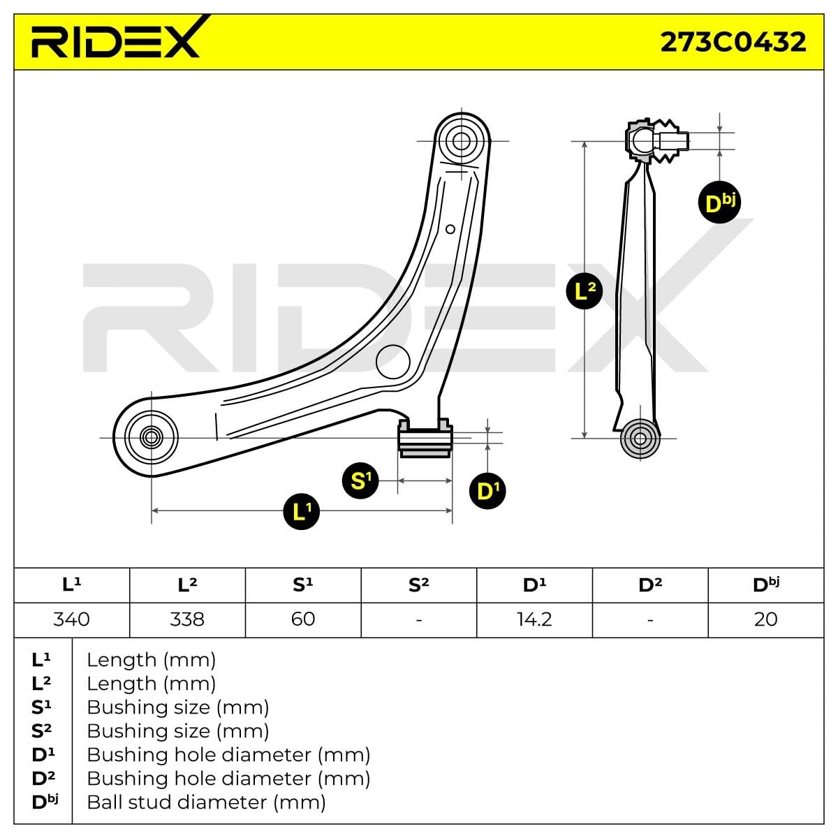RIDEX 273C0432 Braccio oscillante sospensione ruota Anteriore Sinistra Compatibilità con JEEP COMPASS MK49