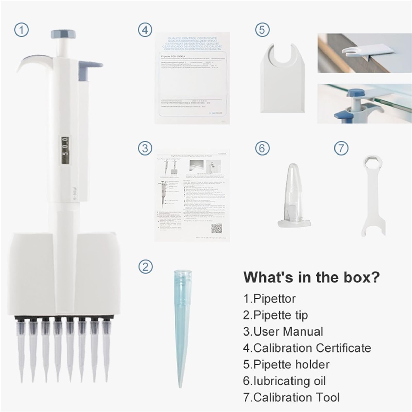 Mikropipette, Mehrkanal-Pipette mit variablem Volumen, 0,5 μl – 300, manuell, digital, einstellbar, 8/12 Kanäle, Mikropipette(8 Channels 50-300ul)