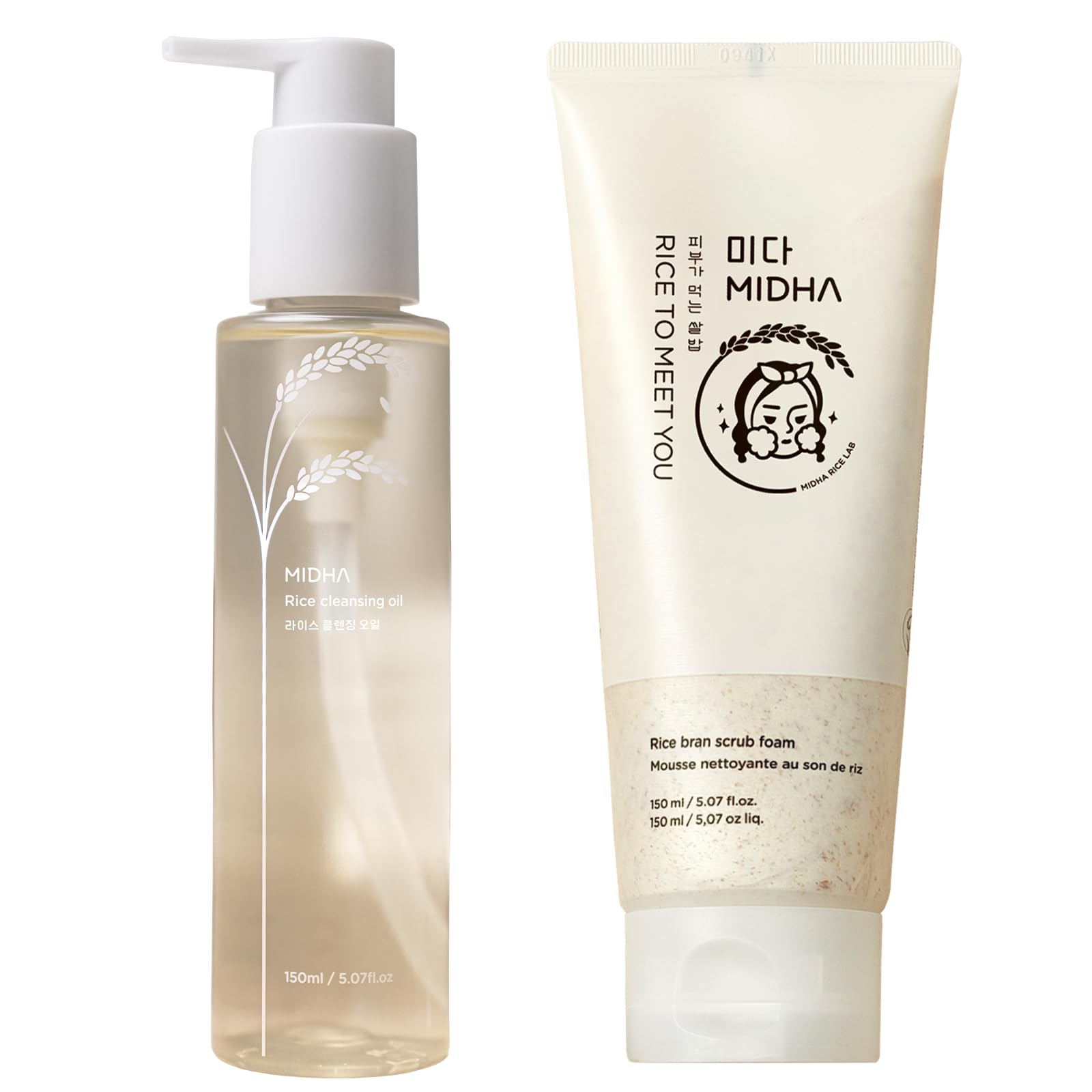 Amazon.com: MIDHA Bran Scrub Foam 5.07fl.oz. + Rice Cleansing Oil