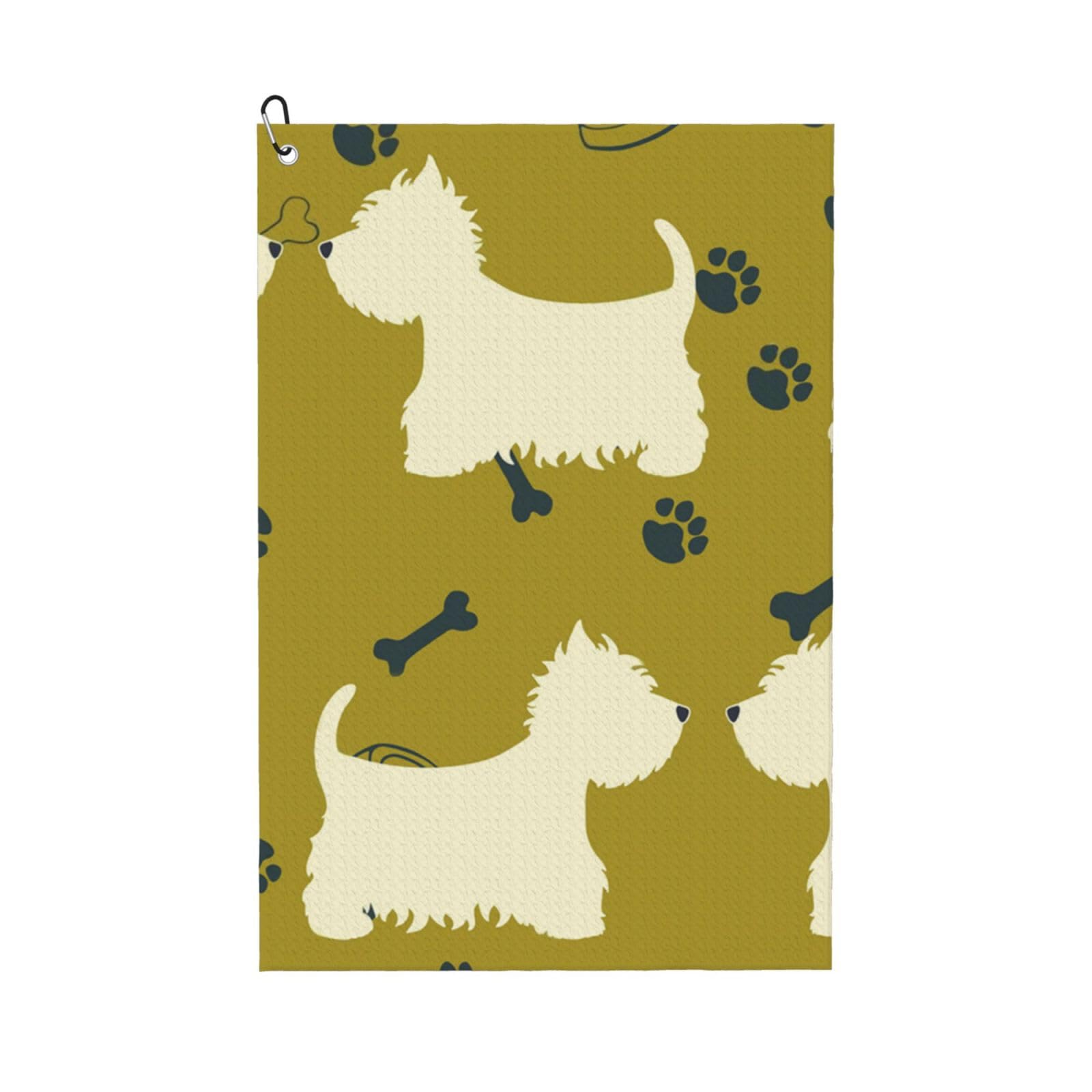 Hnnkloy Dog Silhouette West Highland Animal West, 16x24 in Portable Waffle Golf Towels with Carabiner Clip for Golf Bag