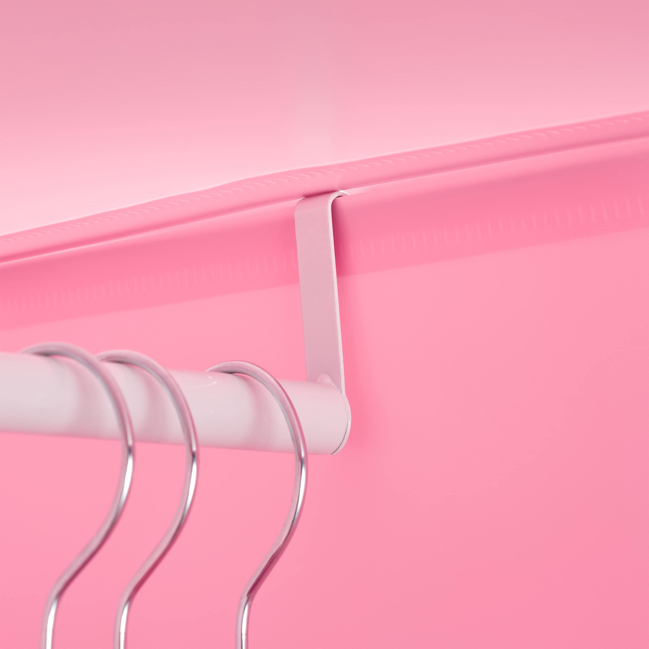 Relaxdays Scaffale Componibile per la Cameretta dei Bambini, Immagini Graziose di Animali, Ante e Bastone Appendiabiti, Rosa