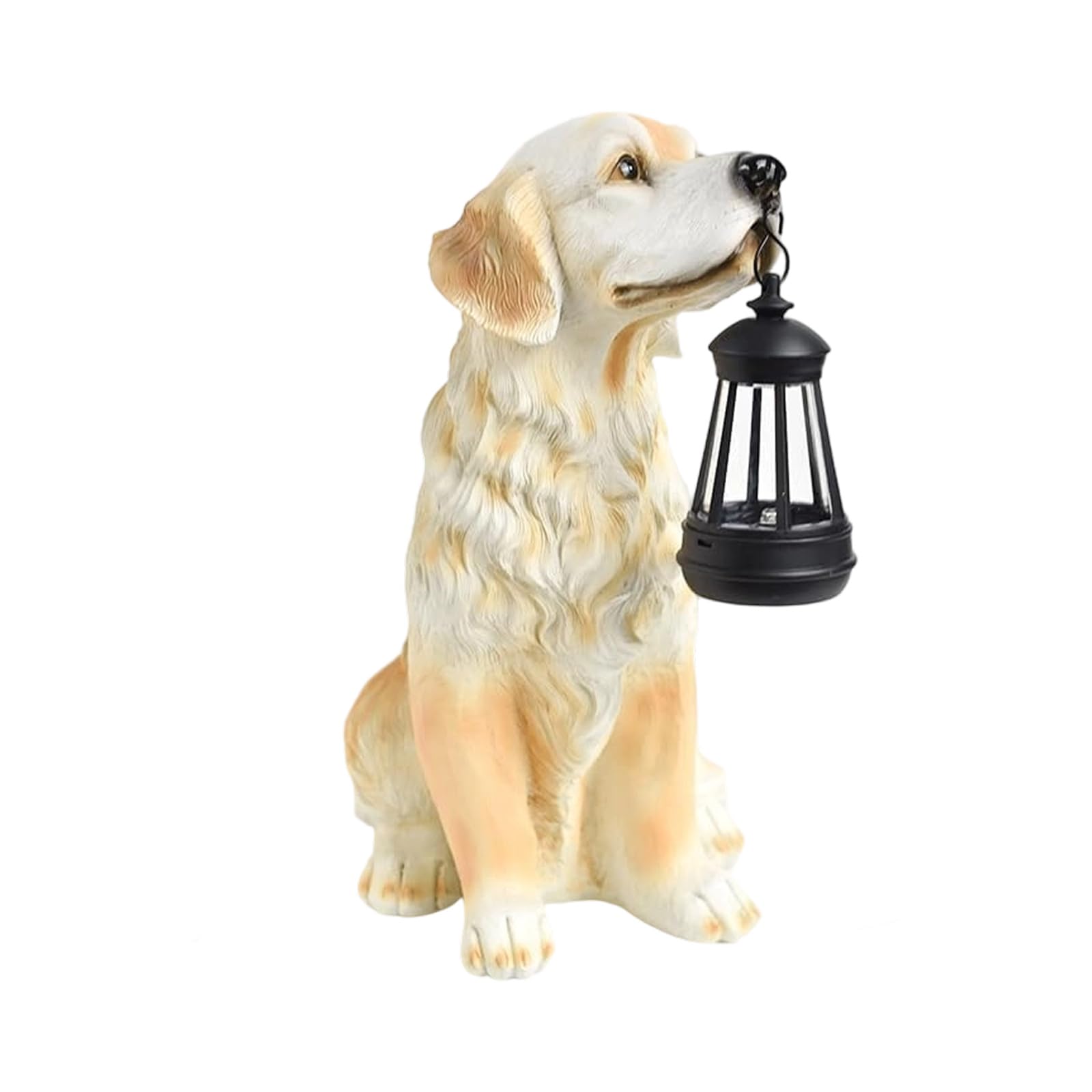 Estatuas de perro para decoración de jardín, estatua dorada de cachorro con luz solar para exteriores, decoración de cachorros de resina para patio