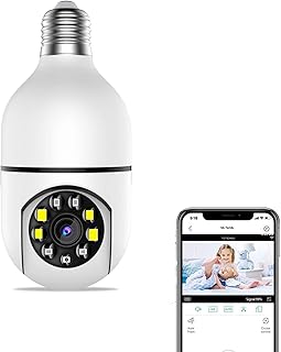 SOONHUA Light Bulb Camera, Panoramic 2- Way Talk 2.4GHz WiFi 1080P Wireless Camera,Home Security Camera with Motion Detection Alarm, E27 Bulb Base, 355 Degree View Camera for Baby, Pet,Security