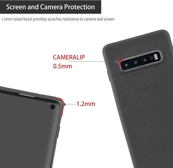 Cuzz - Carcasa para Samsung Galaxy S10+ (1 unidad, protector de pantalla de cristal templado), color sólido y flexible, flexible, flexible, silicona, TPU fina, ultraligera, antideslizante, color negro - 4