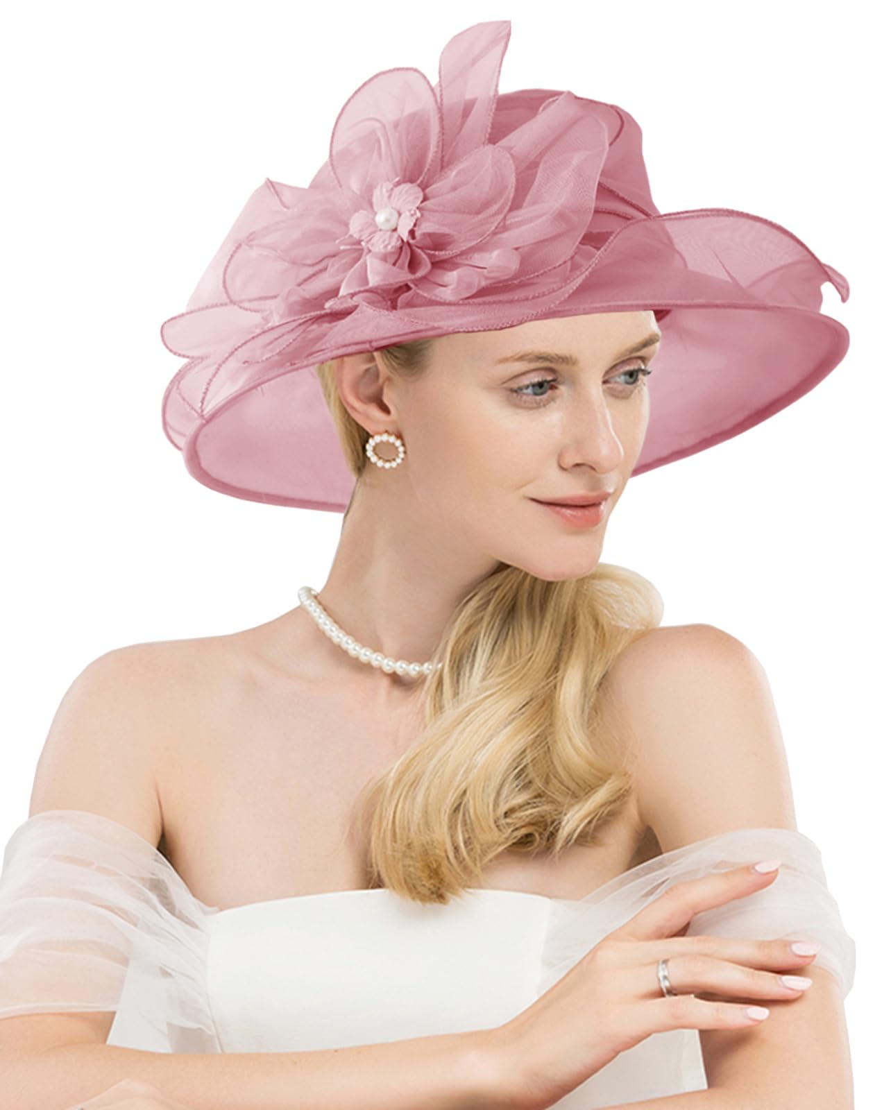 ZYACTU Women Organza Church Kentucky Hat Fascinator Cocktail Tea Party Derby Sun Hats
