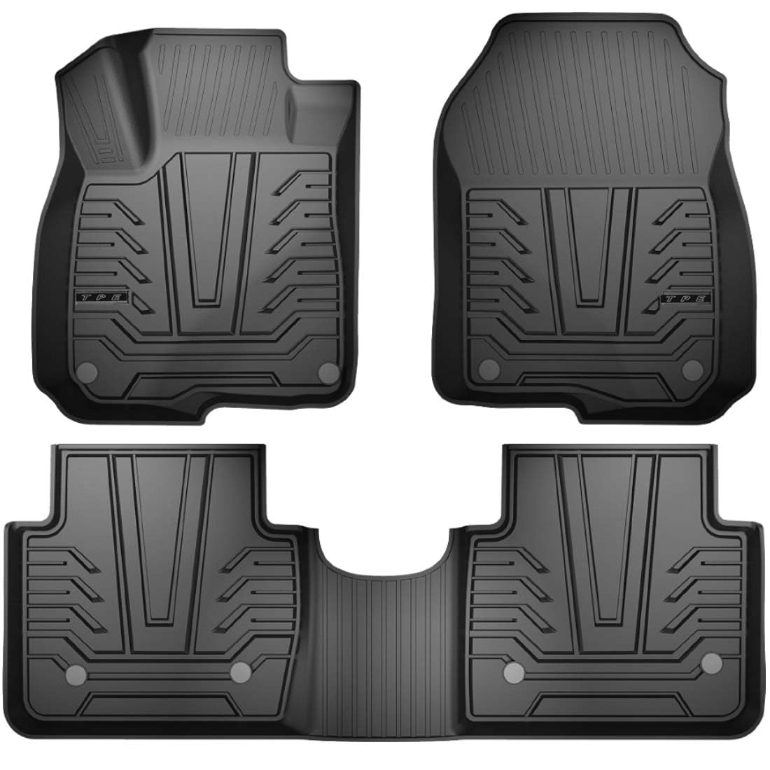 KEYOOG Compatible for 2017-2021 Hon-da CR-V, Car Floor Mats Black TPE Special All-Weather Automotive Mat Includes 1st and 2nd Row, Fits All Models Including Hybrid Versions, 3 Pieces in Total SIMILAR TO LOT PHOTO