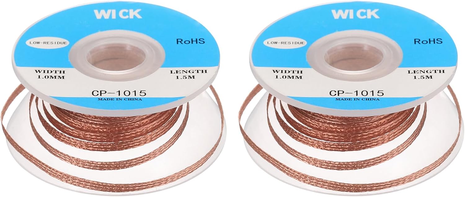 MECCANIXITY Solder Wick Braid No-Clean Desoldering Wick Braid 0.04 Inch Width 5 Feet Length for Remove the Solder Electrical Components 2 Pack