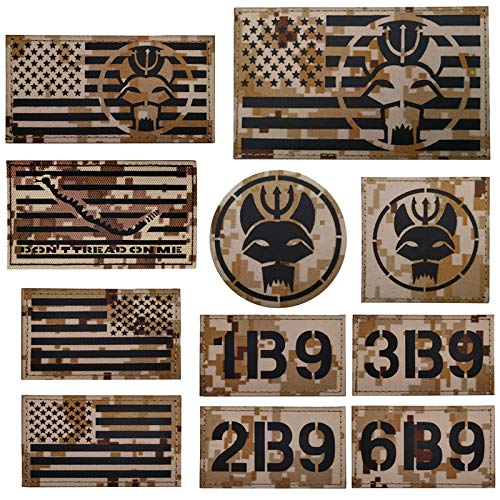 Seal Team DEVGRU Dreizack Katze Kopf IR-Infrarot-reflektierendes Patch, Anrufzeichen, Don't Tread On Me Armee-Morale Militär taktischer Verschluss mit Hakenschlaufe auf der Rückseite