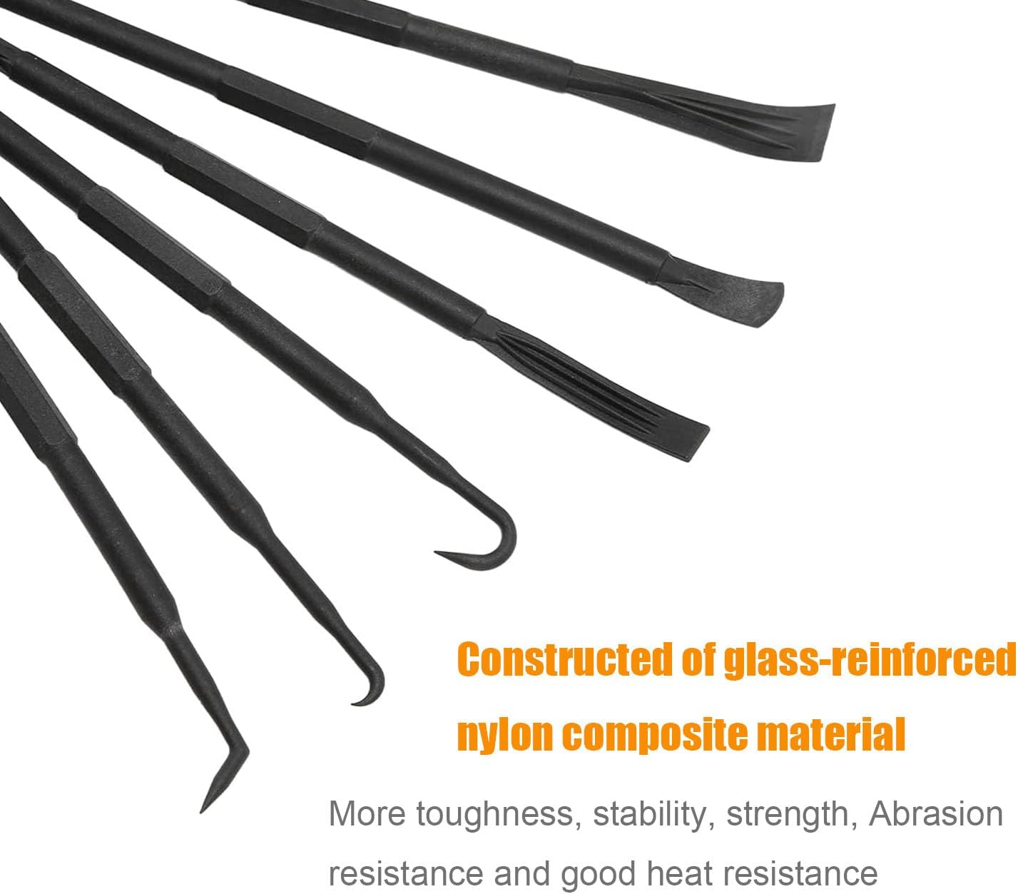 6-Piece Non-Marring Pick and Pry Bar Set for O-Rings, Seals, Gaskets, and Trim on Automotive and Electronics Equipment