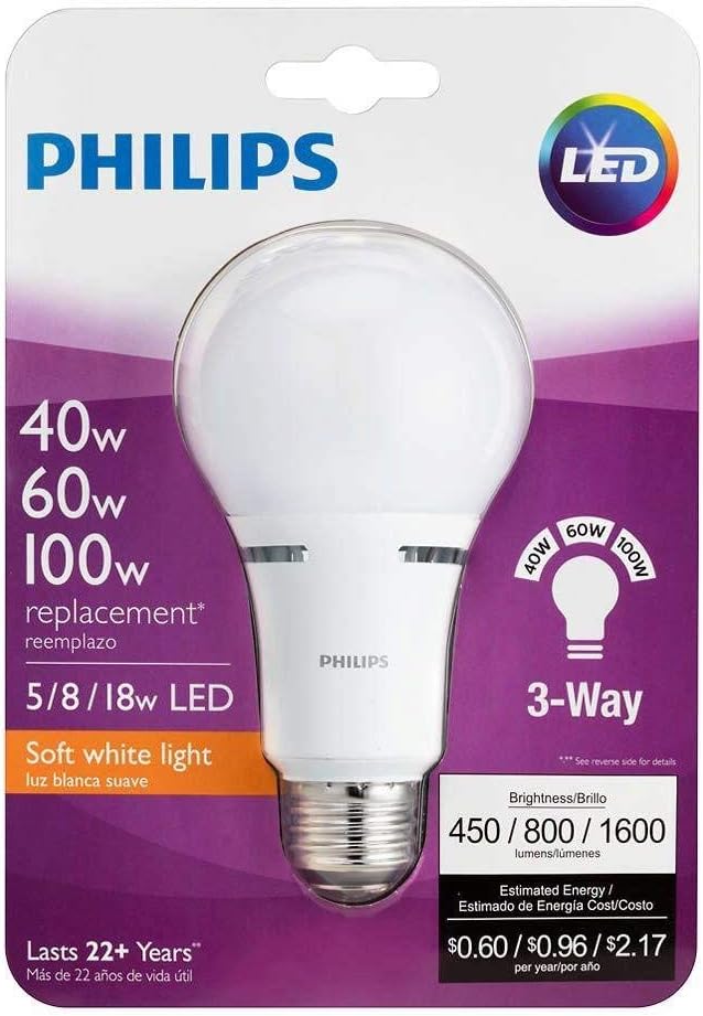 Black Friday - 70% OFF Philips LED 3-Way A21 Frosted Light Bulb: 1600-800-450-Lumen, 2700-Kelvin, 18-8-5-Watt, E26D Medium Screw Base, Warm White, 2-Pack Get Cheap Price Philips LED 3-Way A21 Frosted Light Bulb: 1600-800-450-Lumen, 2700-Kelvin, 18-8-5-Watt, E26D Medium Screw Base, Warm White, 2-Pack