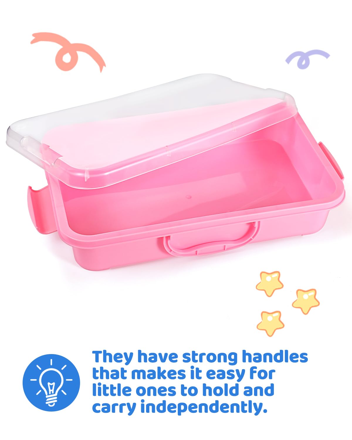 2 Pcs Sand Tray Sensory Bin with Lid and Handle, Portable Sensory Sandbox Container for Kids, Plastic Activity Tray for Toddlers (Transparent)