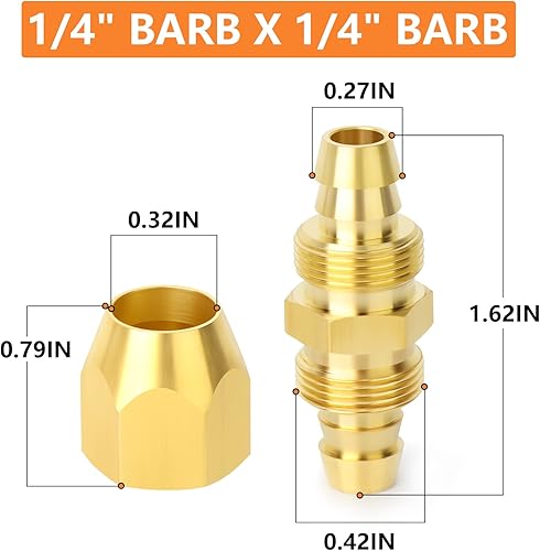 Miniatura 2 de GASHER 10 piezas de accesorios de repuesto neumáticos de latón, empalmador de manguera reutilizable, empalmador de manguera de 14 de pulgada x púa