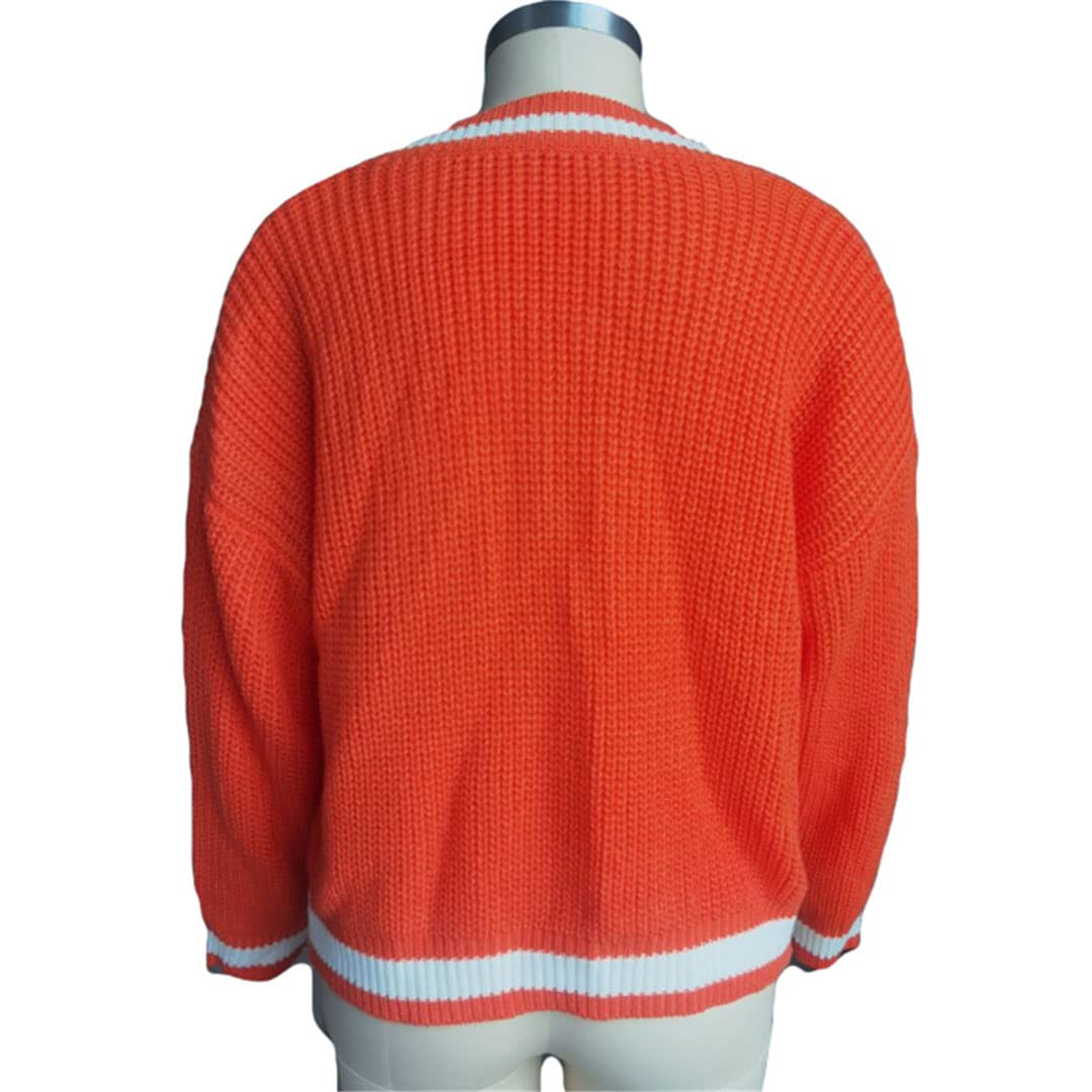 Alloaone V Neck Casual Swetry Damskie Swetry z długim rękawem Damskie Jesień Zima Sweter Dzianina, Kawa, XL