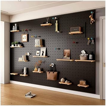 LXHELIVERY Wood Pegboard Wall Combination Organizer Panels, 12mm Thick Wooden Pegboard, Storage Wall Display Pegboard Panel Kits for Home and Garage Storage Solutions