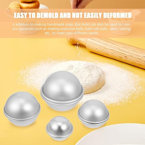 Miniatura 6 de 3D Mini sartenes hemisferio de aluminio 8 pares de bombas de baño de esfera de media bola molde para hornear molde de pastelería molde de magdalena