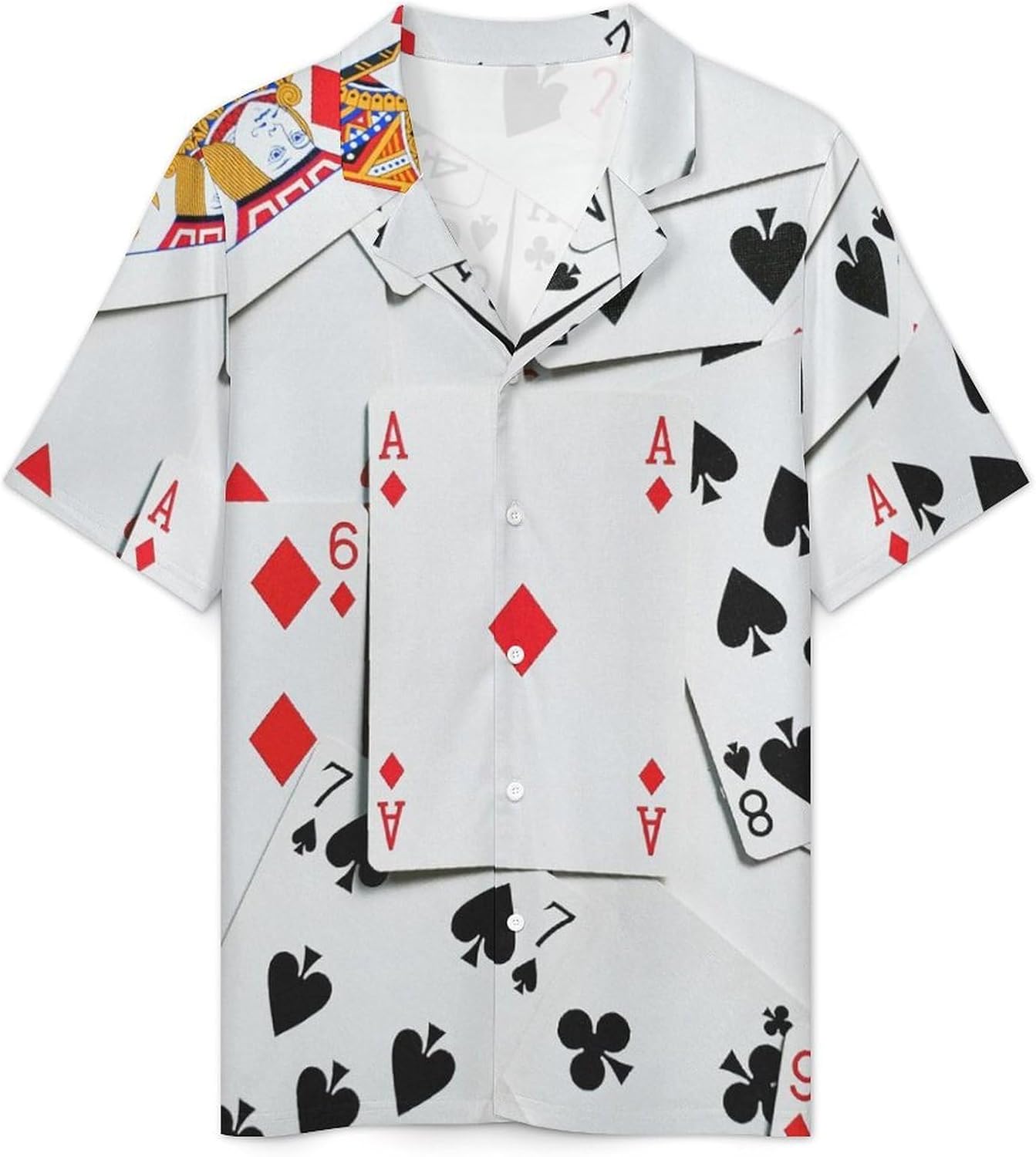 Poker Cards Men's Short Sleeve Pajama Set Satin Silk Like Lounge Sleepwear