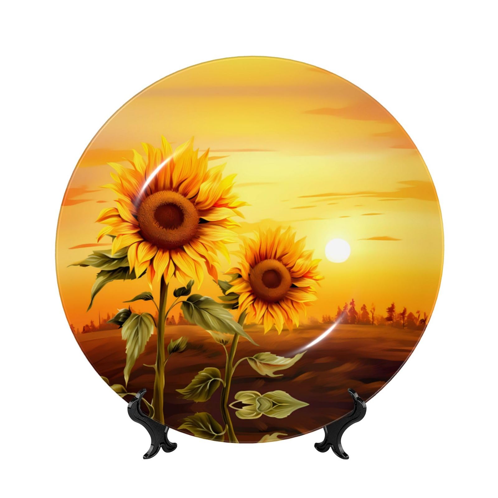 Plato decorativo de girasol con soporte, un adorno especial para regalar