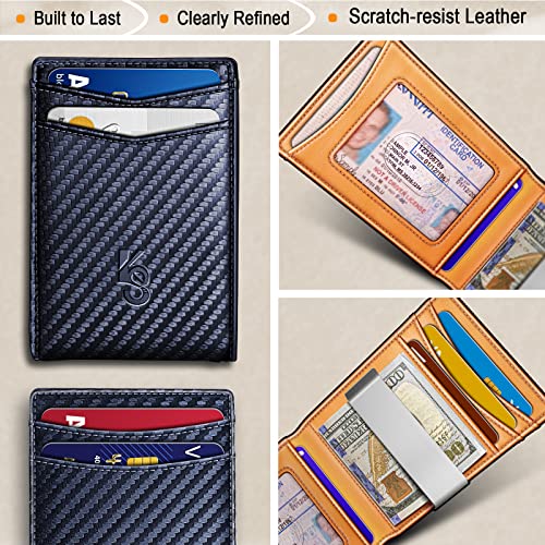 KEMISANT Mens Wallet, Slim Front Pocket Wallet Genuine Leather for Gift Men 11 Cards RFID Blocking3