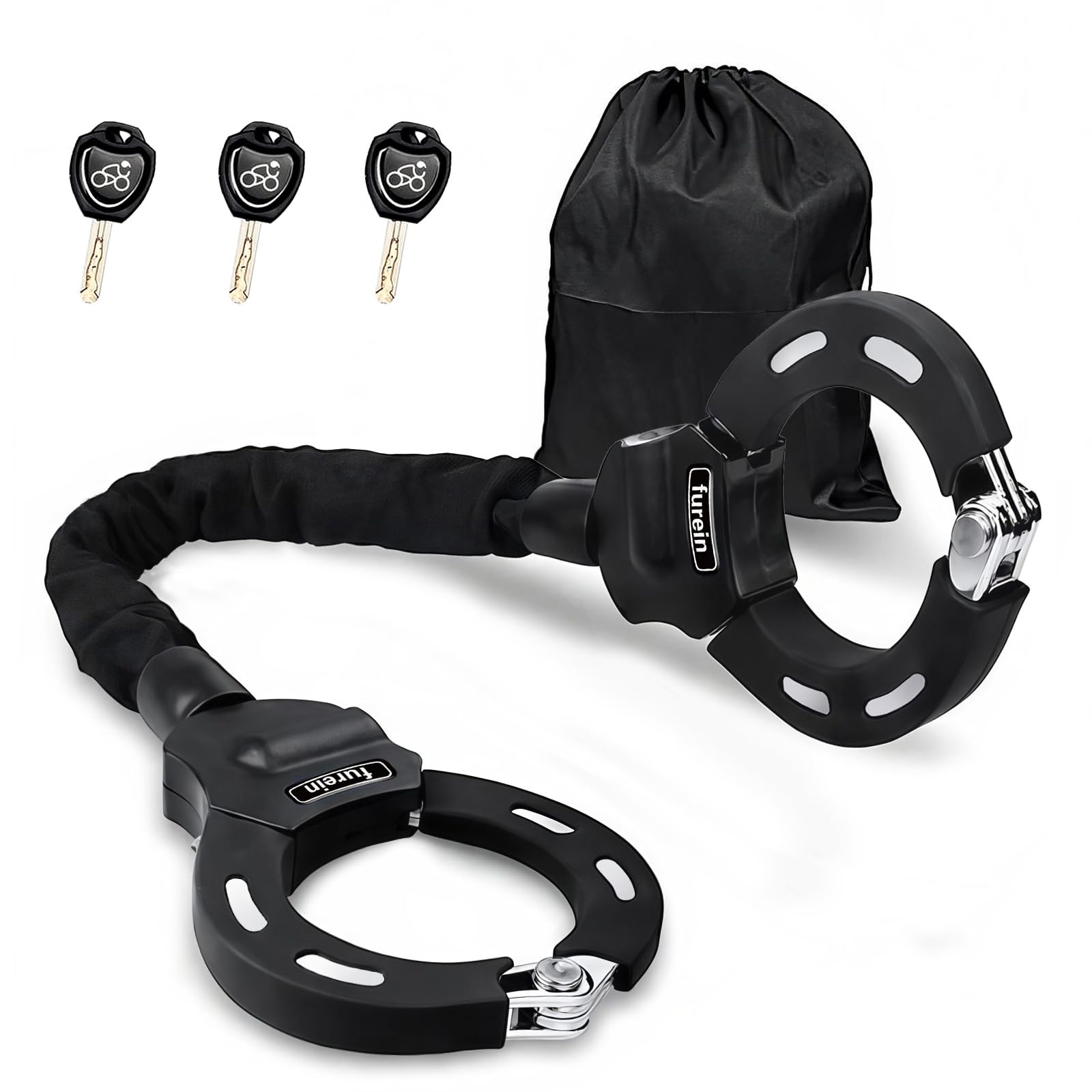 Antivol pour scooter électrique 8 mm - Antivol de menottes - Antivol - En silicone - Protection contre les rayures - Résistant aux coupures - Antivol - Pour scooter électrique - Moto - Noir