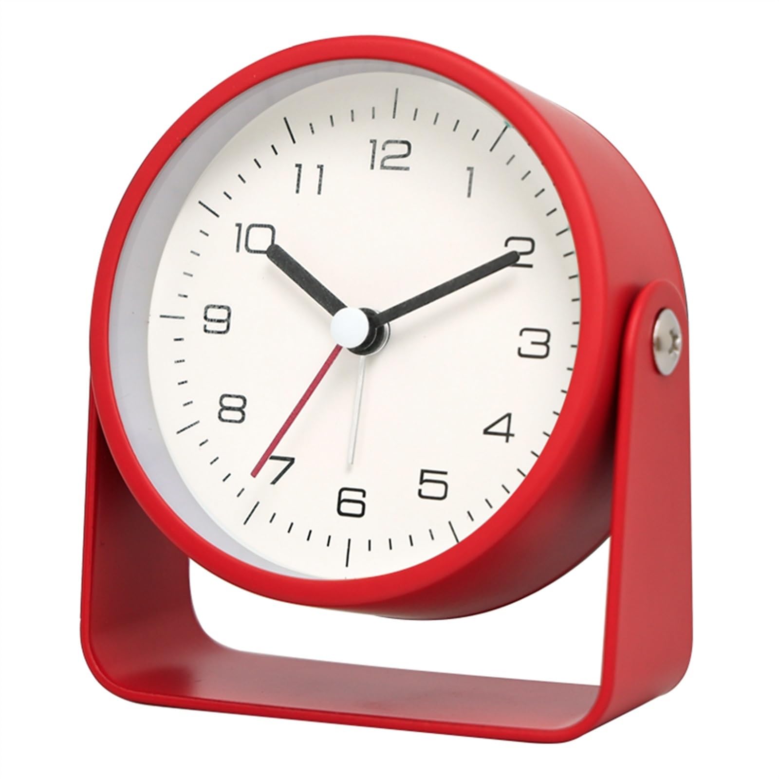 J9V4G6S3B5 Desk Clock Creative Metal Small Alarm Clock Student Specific Silent Desktop Minimalist Quartz for Room Desk Office Decor analogue alarm clock(Red)