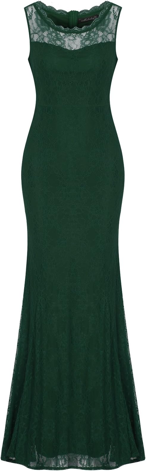 SYLVIEY Womens Retro Floral Lace Wedding Bridemaid Gown Sleeveless Maxi Dress Green Small