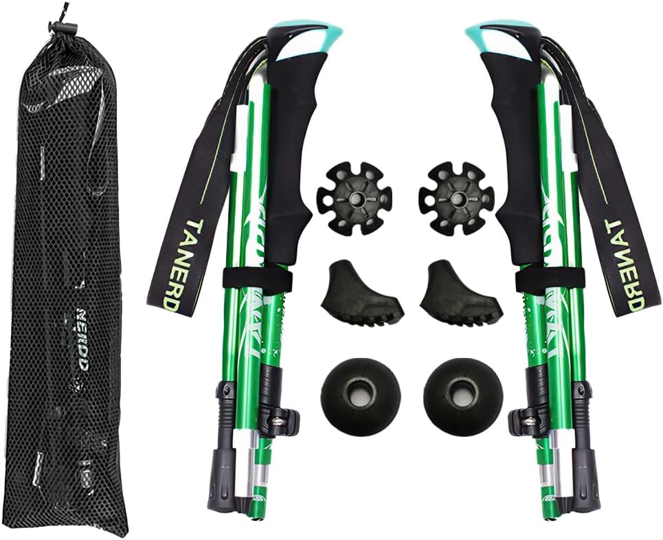 Folding Trekking Poles for Hiking, Lightweight Aluminum Collapsible Walking Sticks, Adjustable 110-130cm, Comfortable EVA Grip, Portable Hiking Poles for Camping & Outdoor