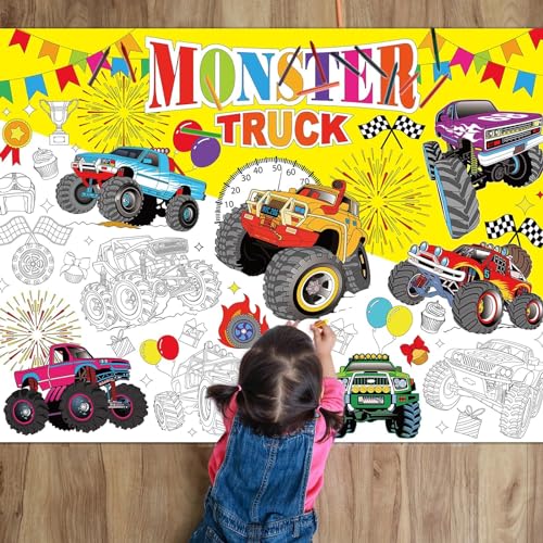 Ozepao 100 Pcs Monster Truck Temporary Tattoos for Kids, （2'' x 2''）Individually Wrapped Tattoos, Car Themed Birthday Decorations, Party Favors Supplies