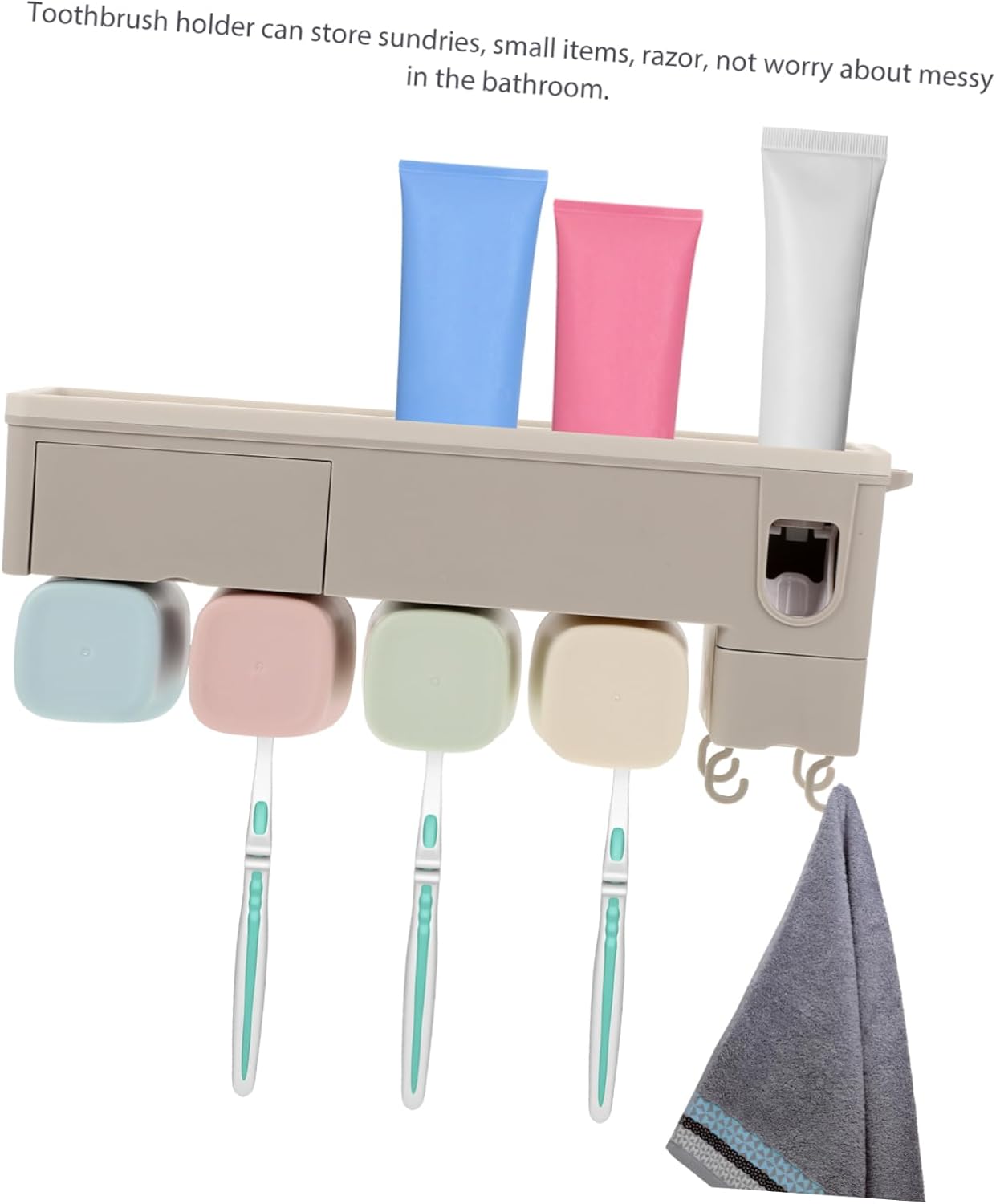 Multifunctional Wall-Mounted Toothpaste Squeezer Brush Holder Suction Toothbrush Holder for Bathroom Sturdy Space-Saving Design