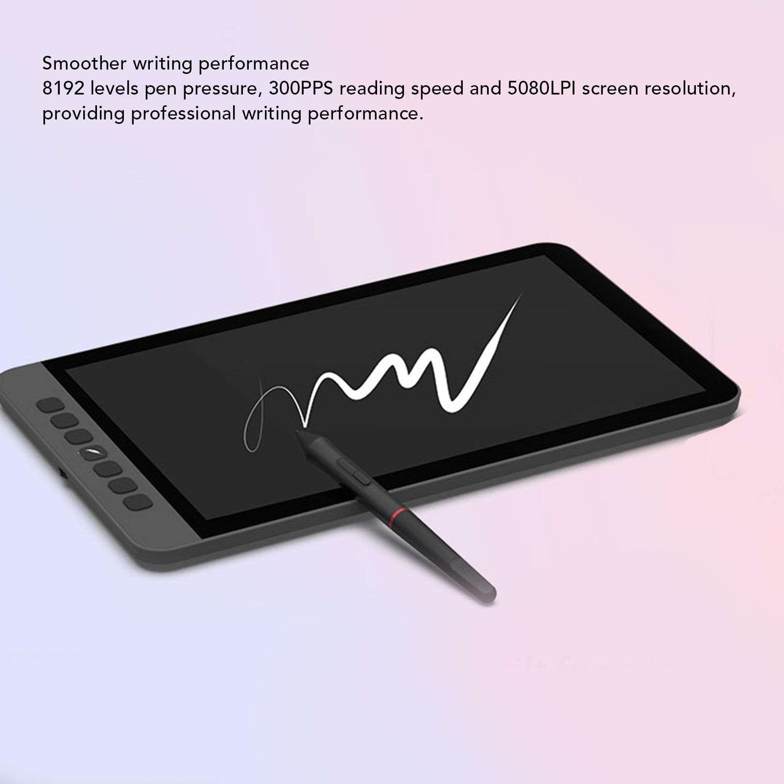 Tablet di Disegno Digitale, Tablet Grafico dello Schermo da 11,6 Pollici, Sensibilità di Pressione e Funzione di Inclinazione di 8192 Livelli, 6 Tasti Caldi, per PC, con la