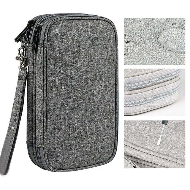 Image of Portable Storage Organizer for USB Cable, Earphone, Power Bank,Charger, Hard Disk & Digital Gadgets, with Mesh Pockets Size Inside's Material and Color May Vary JDGP-5 (Dark Grey)