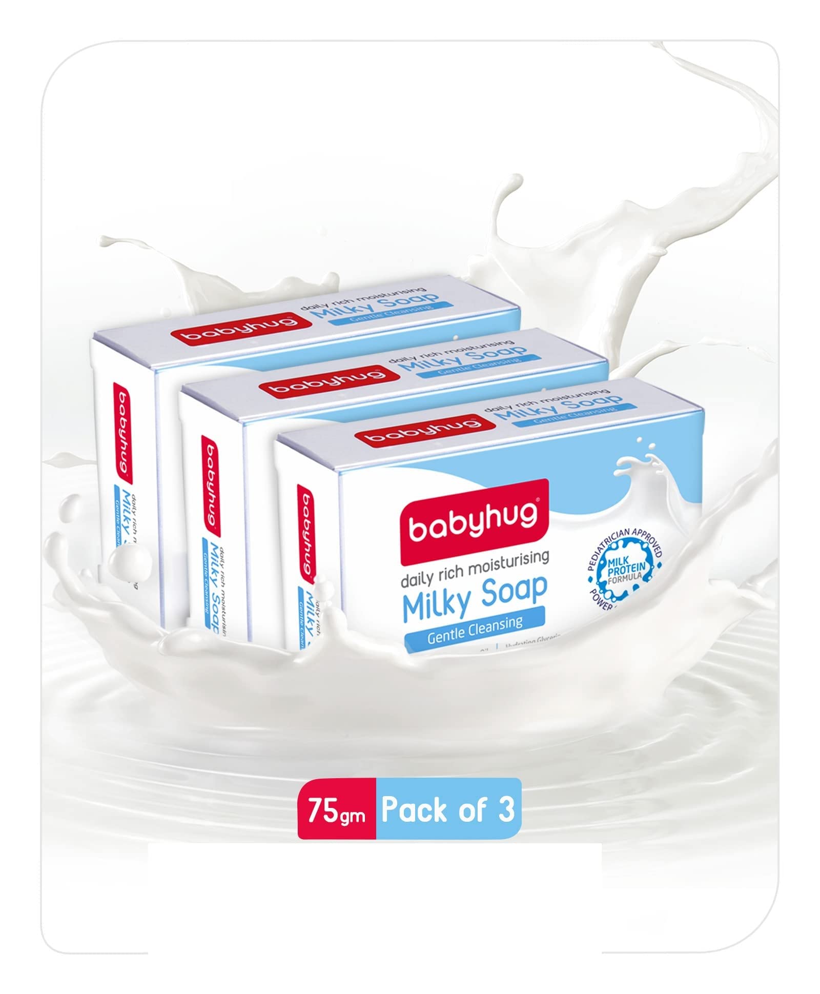 Babyhug Milk Protein Formula Daily Rich Moisturizing Milky Soap -75 gm (Pack of 3)-image-33