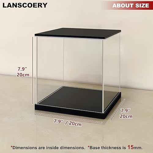 Miniatura 6 de LANSCOERY Vitrina de acrílico con luz LED ajustable amarillablancacálida, caja transparente de protección UV, vitrina a prueba de polvo para figuras