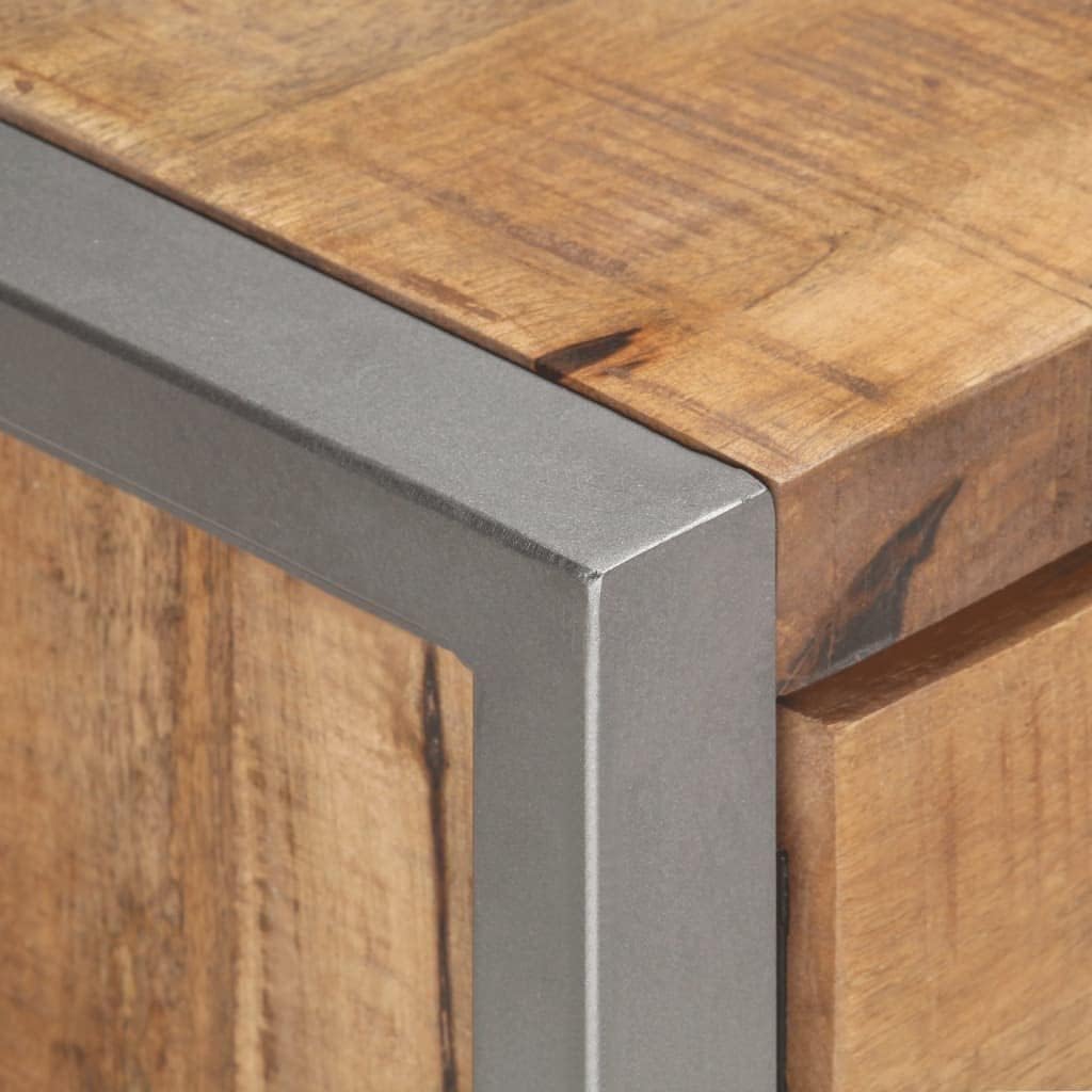 vidaXL Rough Mango Wood TV Stand - Industrial Style Media Unit with Sturdy Iron Frame and Ample Storage Space