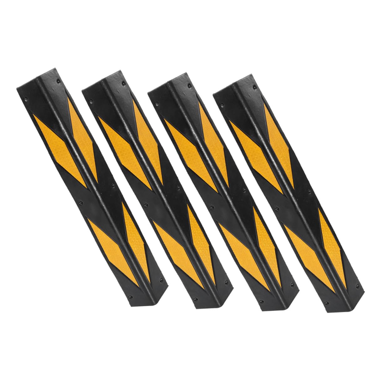Protections d'angle en Caoutchouc Noir Bandes Réfléchissantes, 4pcs pour Murs de Garage et Piliers, Sécurité Anti-Chocs Parkings et Zones à Fort Trafic