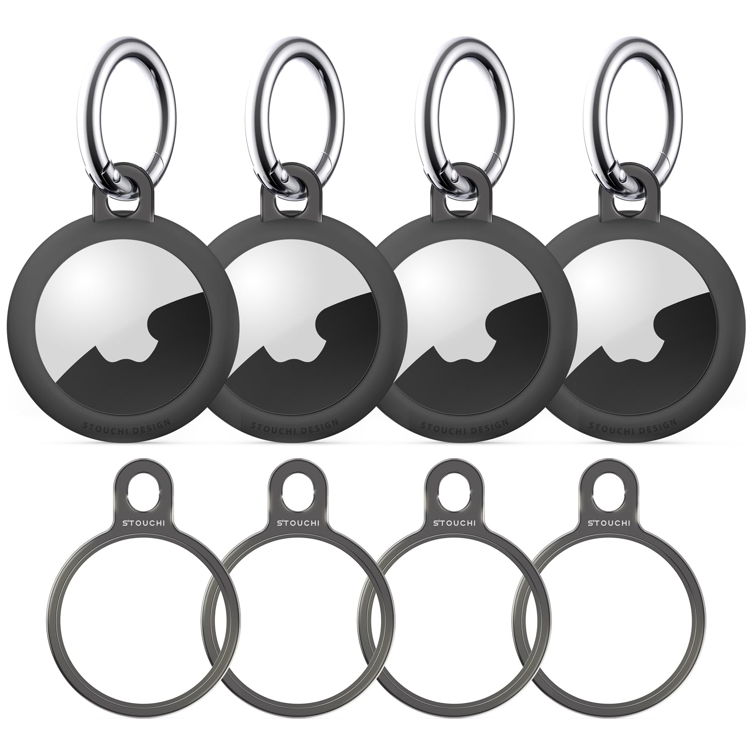 Stouchi Holder Key Ring for Air tag, Aluminium Invisible Slim Keychain Case