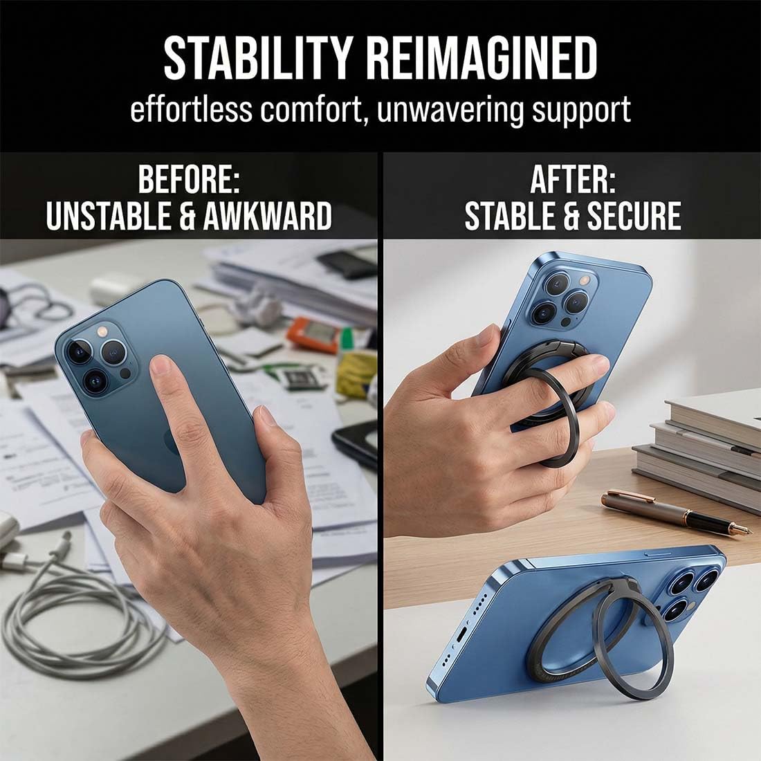 1 Pezzo Supporto ad Anello Magnetico per Cellulare, Universale Cellulare Anello Rotazione 360° Gradi Smartphone Ring per iPhone, Samsung, Tutti Gli Smartphone e Tablet