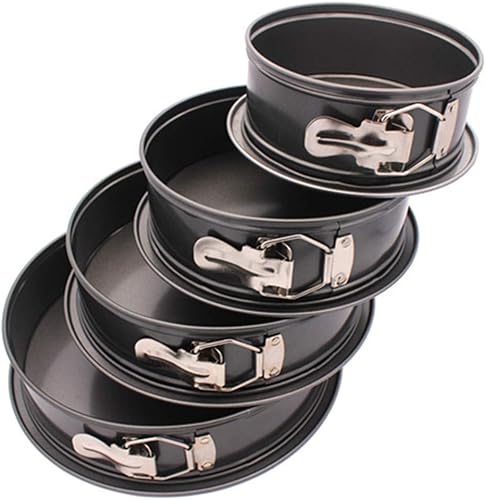 Falytemow Molde desmontable antiadherente con parte inferior extraíble, 4 piezas de moldes redondos para tartas de queso a prueba de fugas, juego de