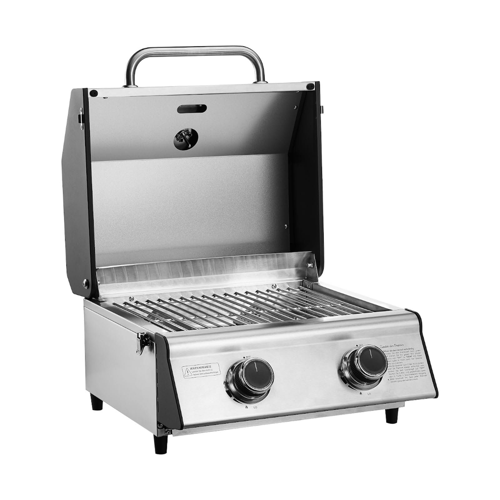TAINO PLATINUM COMPACT Tischgrill 2 Brenner Gasgrill Edelstahl Kompakt Camping BBQ