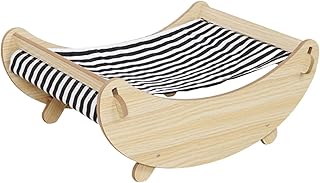 Cat Rocking Chair Cat Hammock Elevated Pet Bed Cat Sleeping Bed Portable Cat Rocking Hammock Bed Cat Swing Chair for Indoor Cats Puppy, Black White