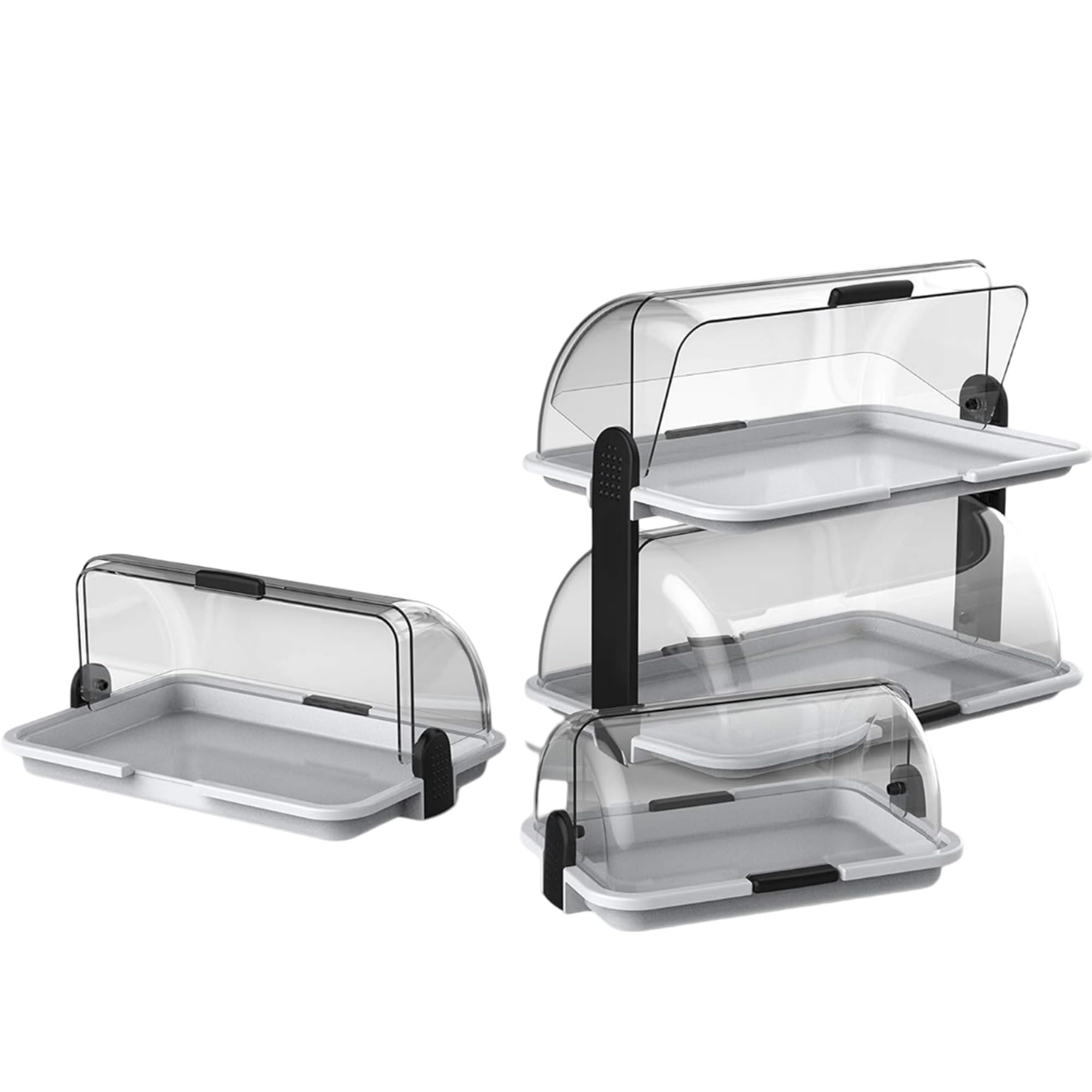 Sicignano | Vitrina expositora doble para mostrador, blanco, 46,5 x 31,5 x 40,5 cm – Expositor neutro para bar, restaurante, bufé, B&B, desayuno, almuerzo, cena, vitrina para dulces – 2 pisos