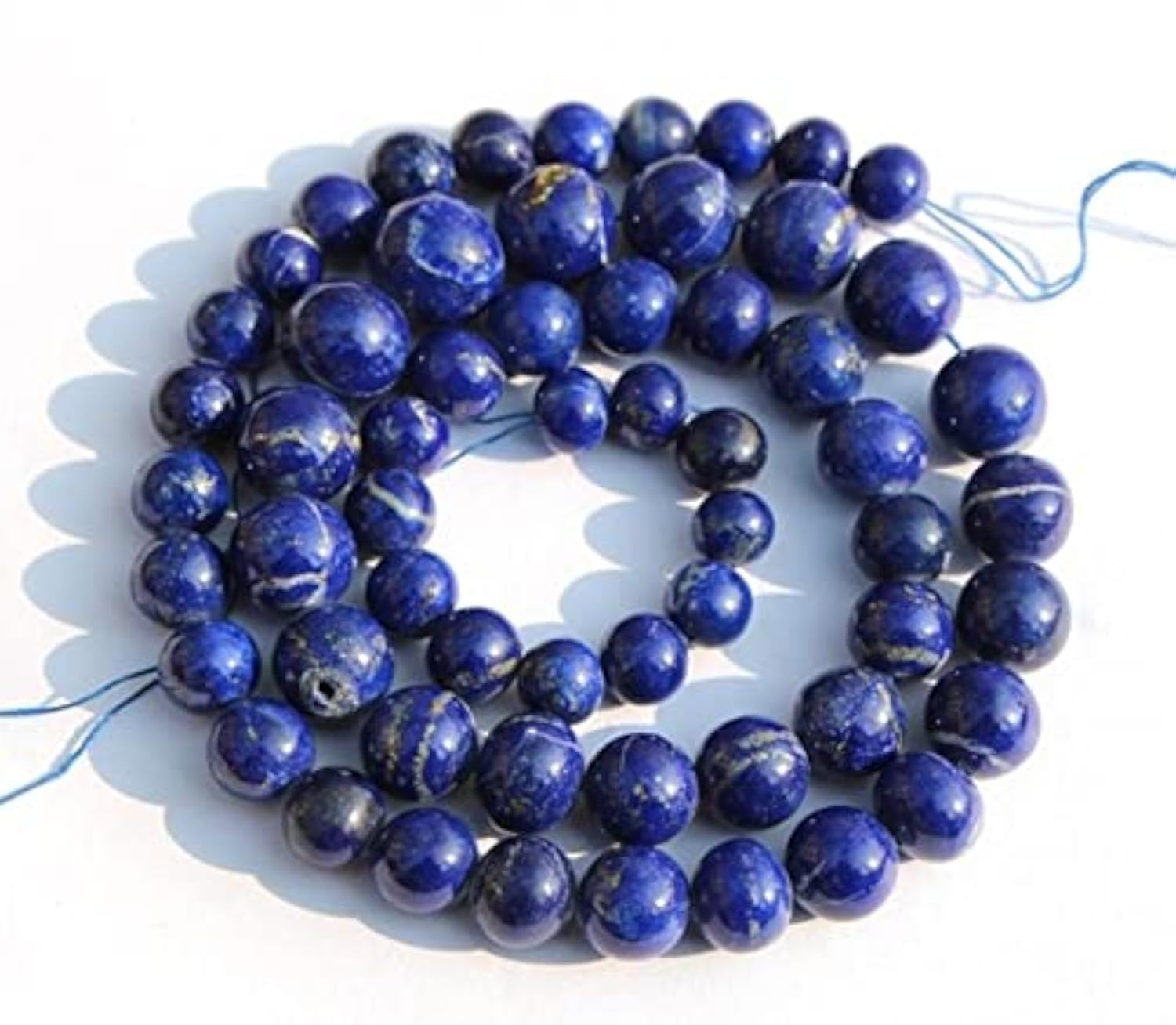 Perles en lapis-lazuli naturel rondes 7-10mm fil 19" LKBEADS pour DIY et fabrication bijoux