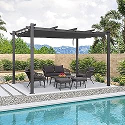 PURPLE LEAF 10' X 13' Outdoor Retractable Pergola with Sun