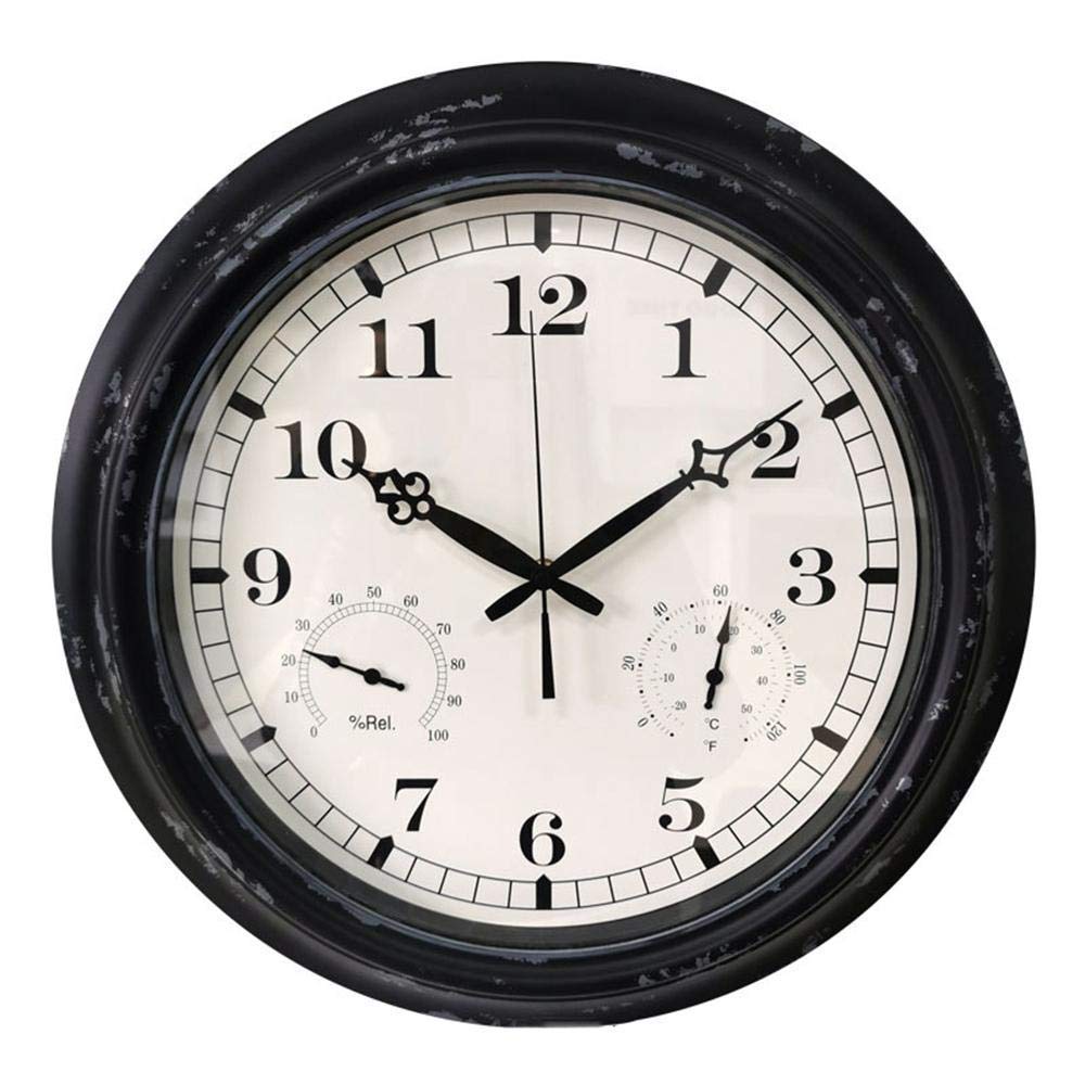 Horloge murale de jardin extérieur étanche avec thermomètre et hygromètre intégrés