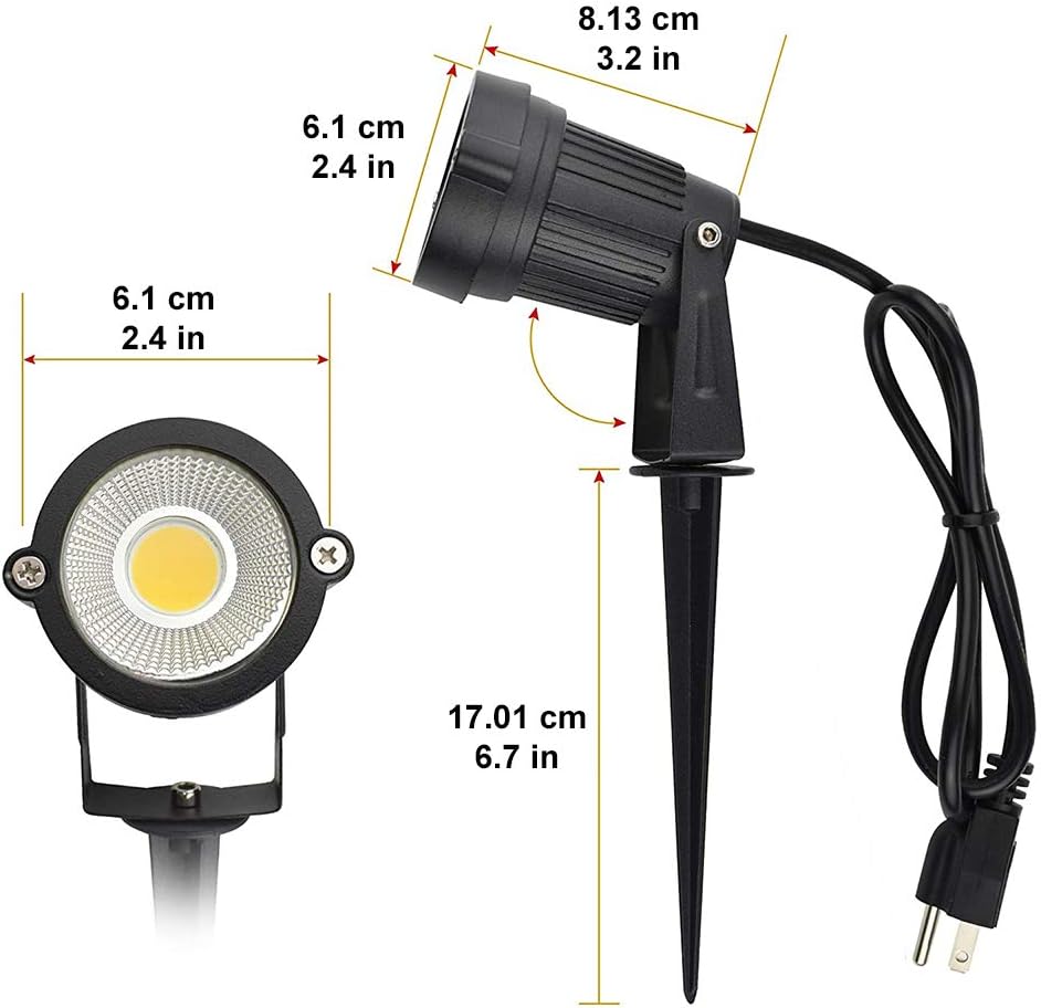 Outdoor LED Landscape Lights Waterproof Garden Yard Path Lighting, Decorative Walls Trees Flags Spotlights with Stakes (5W Cool White)
