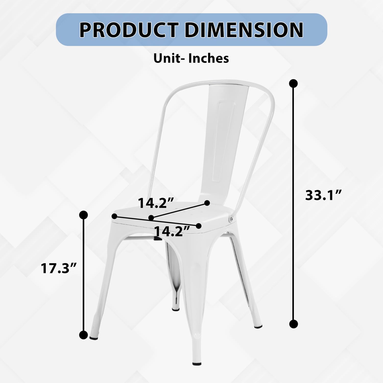 FDW Metal Dining Chairs Set of 2 Modern Patio Chair 18 Inch Indoor Outdoor Chairs Kitchen Chairs Metal Chairs Restaurant Chair Seat Height Metal Stackable Chair 330 LBS Weight Capacity