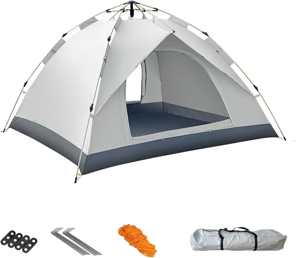 ZERIFAM Camping Tent for 3-4 Person, Portable Automatic Pop Up Tent, Double Layer, Waterproof Easy Setup, Lightweight Dome Tent for Outdoor, Traveling, Hiking, Fishing, Picnic and Backyard Camping