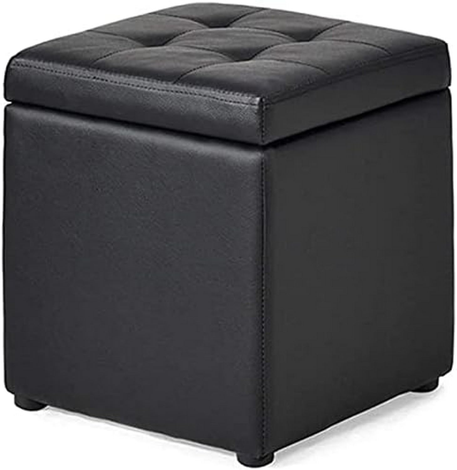 Repose-pieds ottoman 30 cm en similicuir carré avec rangement et pieds muets pour salon